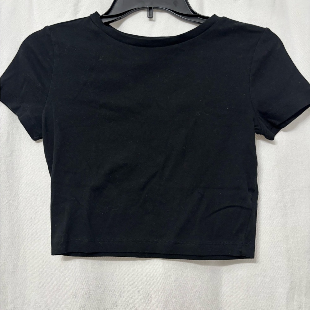 Wild Fable Black Fitted Crop T-Shirt